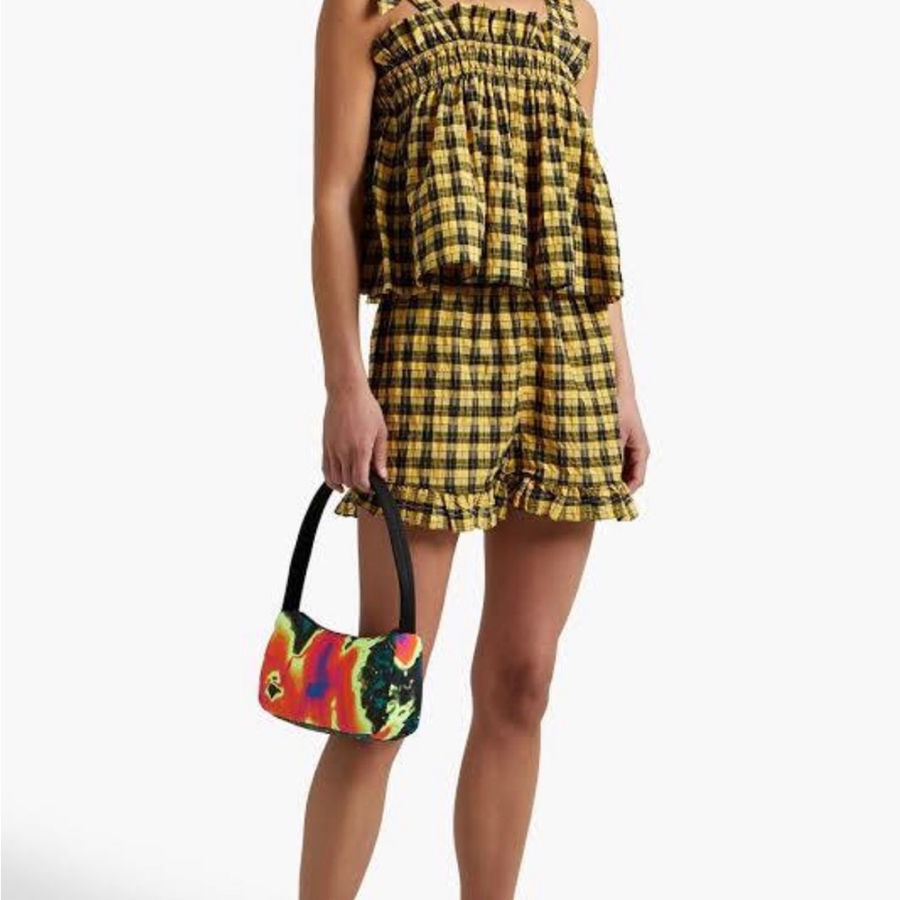 Ganni Seersucker Checkered Shorts